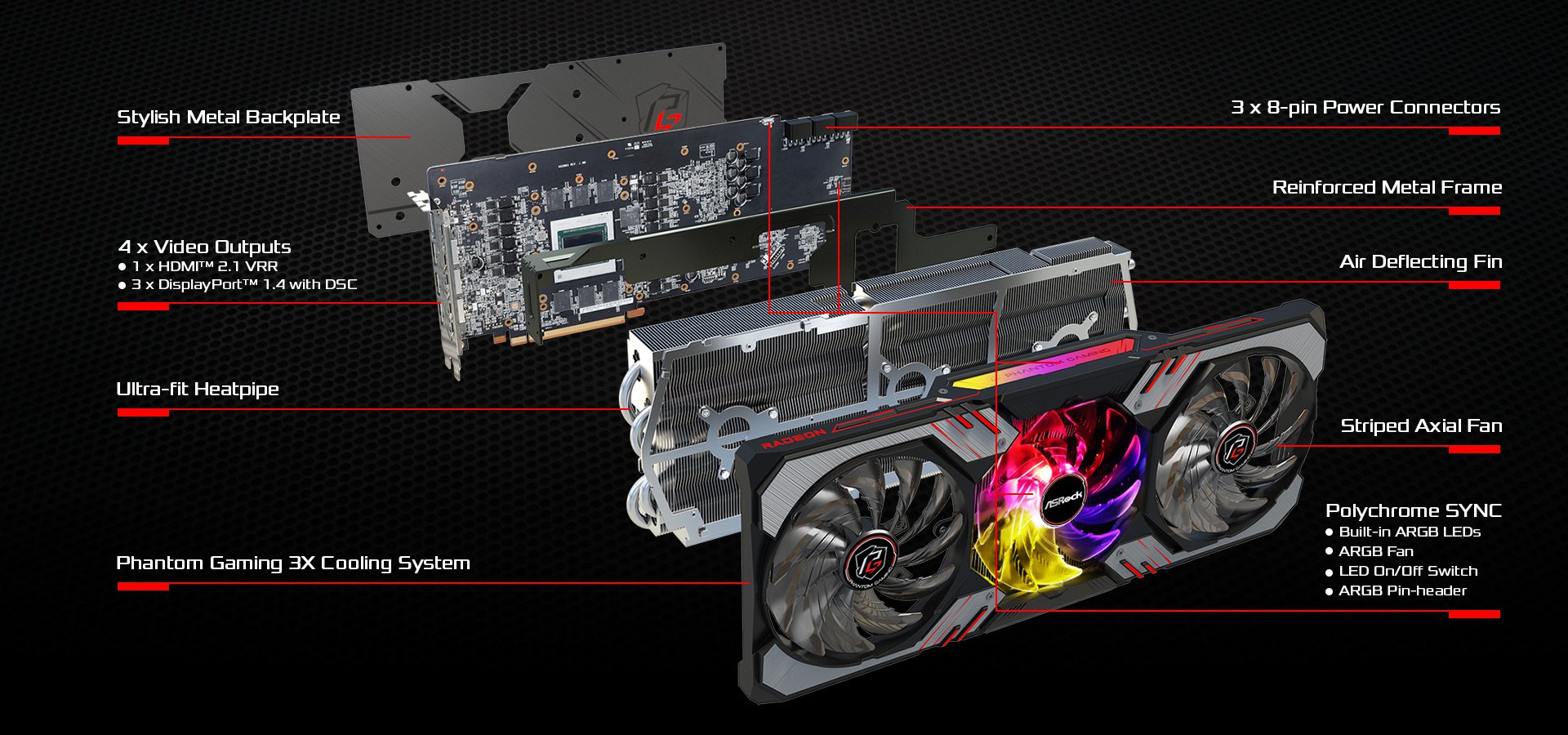 VGA ASRock Radeon RX 6900XT Phantom Gaming D 16G OC, // Rade - ATEHNO